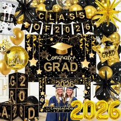2026 Graduation Decorations Class of 2026 Black and Gold