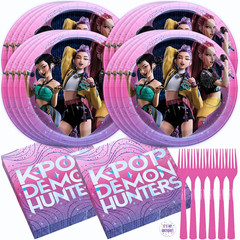 Kpop Demon Hunters Birthday Decorations | Kpop Demon Hunters Plates and Napkins,