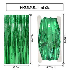 3 Pack Green Backdrop Tinsel Curtain Party Streamers 4.72 ft x 9.44 ft,
