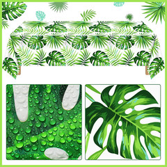 2 Pieces Palm Leaf Table Covers Hawaii Green Leaves Tablecloths Tropical Leaf…