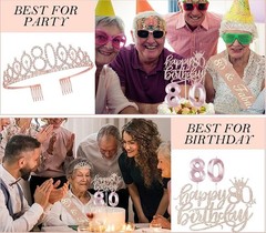 80th Birthday Gifts Decorations for Women, Including 80 old Birthday Cake To…