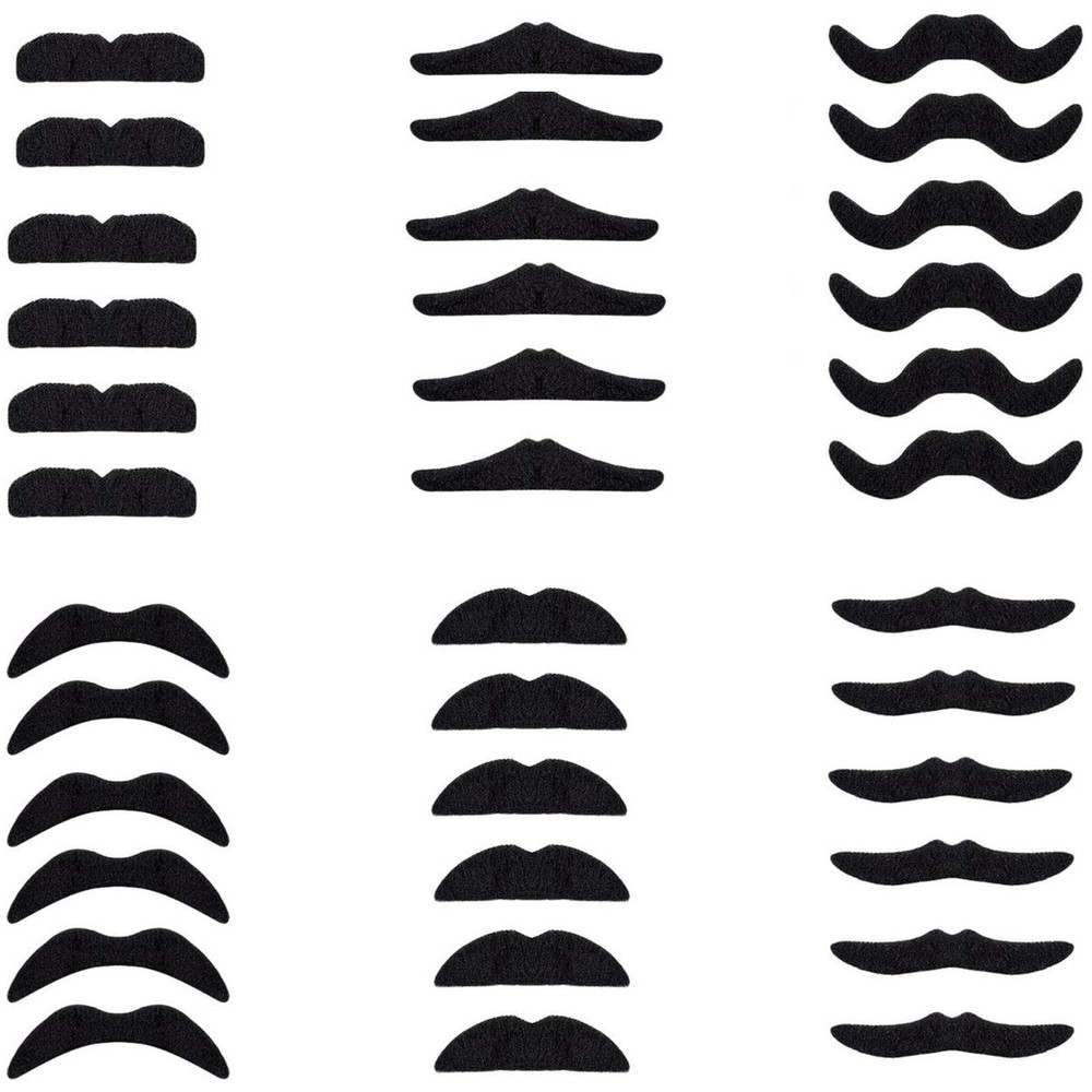 36 Pieces Fake Mustaches Beard, Self Adhesive Costume Accessories Novelty Mus…