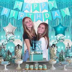 18th Birthday Decorations for Girls Teal – 18th Birthday Banner Cake Topper T…