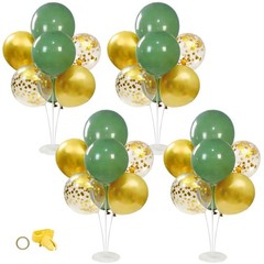 4 Set Green and Gold Balloon Centerpieces for Table Prom, Balloon Stand Cente…