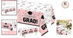 Stylish Pink Plastic Tablecloths for Graduation Parties – 54×108 Inches, 3 Count