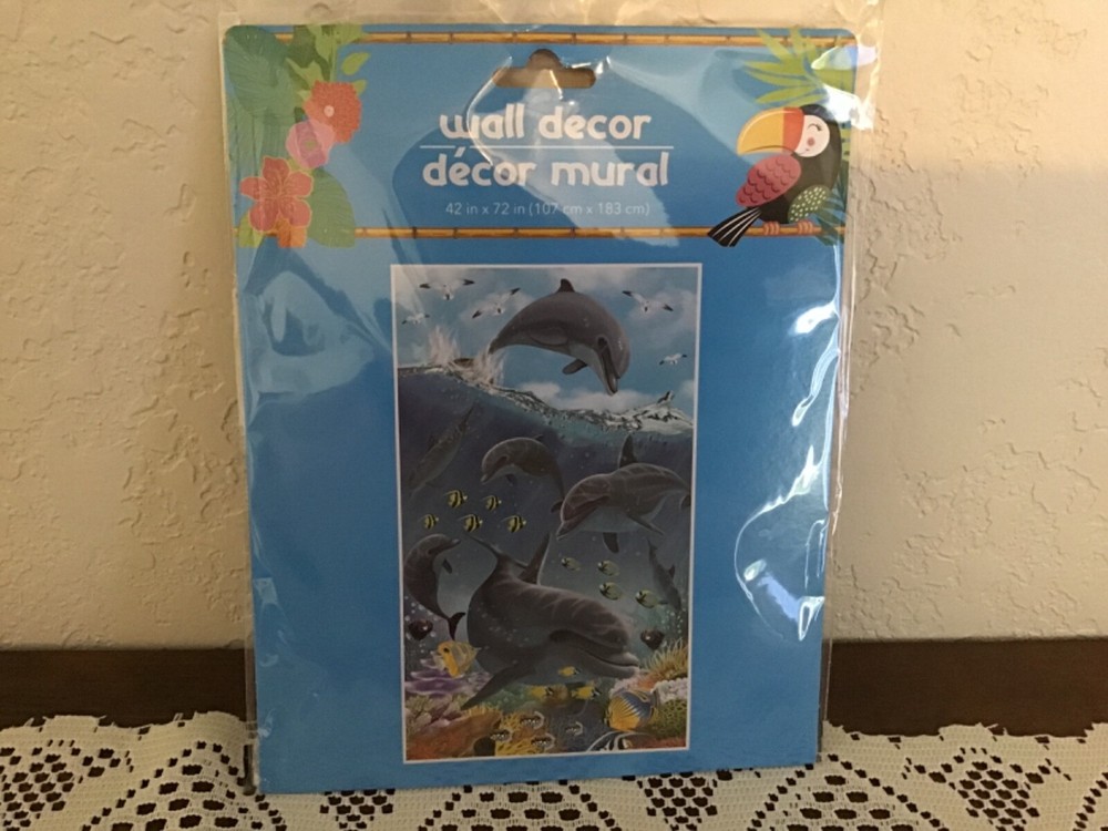 Dolphin Under Sea Tropical Scene DOOR COVER Party Wall Decor Poster