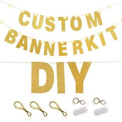 TaoBary 112 Pcs DIY Letter Banner Glitter Customizable Banner Kit Custom Gold