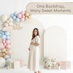 Ivory Arch Backdrop Cover Set of 2, 7.2FT and 6FT Stretchy Spandex Ivory Arch