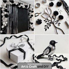 Captain Decor 6 Crepe Paper Streamers Rolls, 492ft Pack of Silver and Black S…