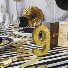 Gold Glitter Number 9 Wooden Table Centerpiece Birthday Party Decor 7.8 Inch