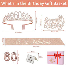 60Th Birthday Decorations for Woman, Including 60Th Birthday Sash and Crown, Cak