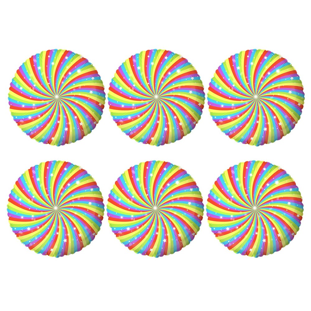 Colorful Swirl Round Balloons Decorations Set, Rainbow Spiral Foil Balloons f…