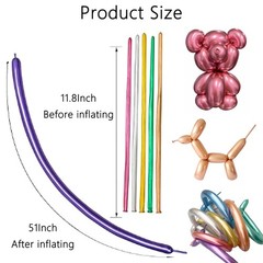 Premium Metallic Long Balloons 260 Twisting Animal for Birthday Kids Party