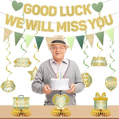 Farewell Party Decorations, Green Good Luck We Will Miss You Banner Hanging S…