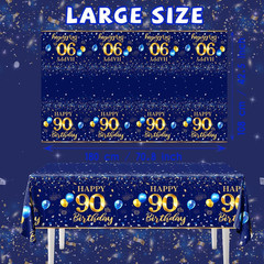 90th Birthday Decorations Men-3pcs Navy Blue Birthday Table Covers Rectangle Wat