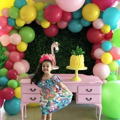 Summer Tropical Balloon Arch Garland Kit, Hot Pink Green Blue Yellow Orange Late