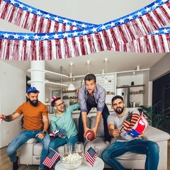 3Pack 30ft 4th of July Decorations Banner USA 30 feet, Red White Blue （3pcs）
