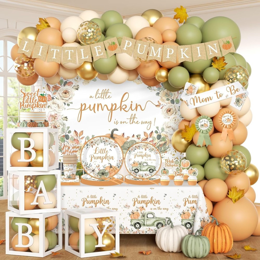 Little Pumpkin Baby Shower Decorations Set. Boy or Girl, Gender Neutral NEW
