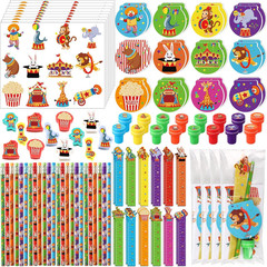 168 Pcs Circus Party Favors Carnival Party Supplies Circus Animal Stationery Set