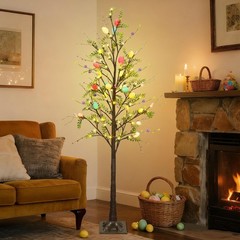DR.DUDU 6FT Lighted Easter Tree with Timer, Large Easter Decorations for Home &
