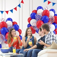 Red White and Blue Balloons, 60pcs 12 Inch Red White and Blue Decorations with