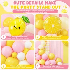 Lemon Balloon Arch Kit, 147Pcs Pink Yellow Lemonade Party Decorations with Le…