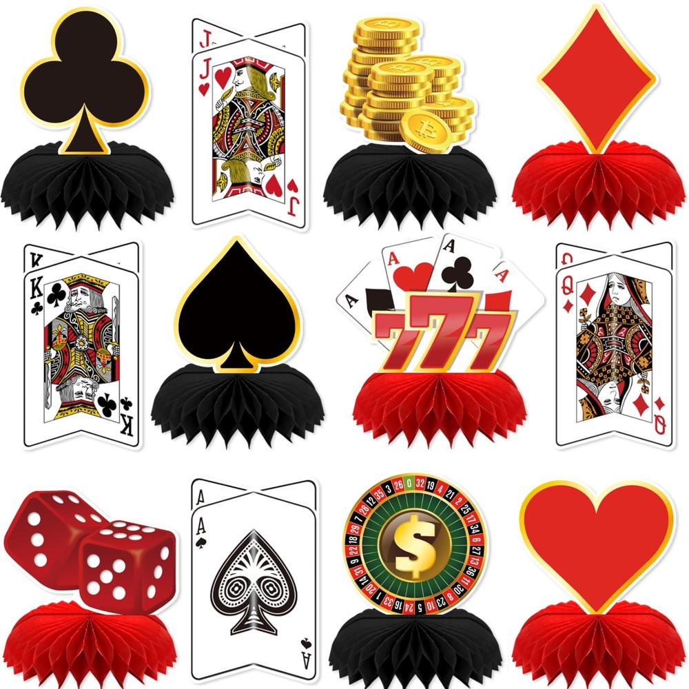 Adeyoo 12Pcs Casino Theme Party Decorations, Casino Centerpieces for Tables 3…