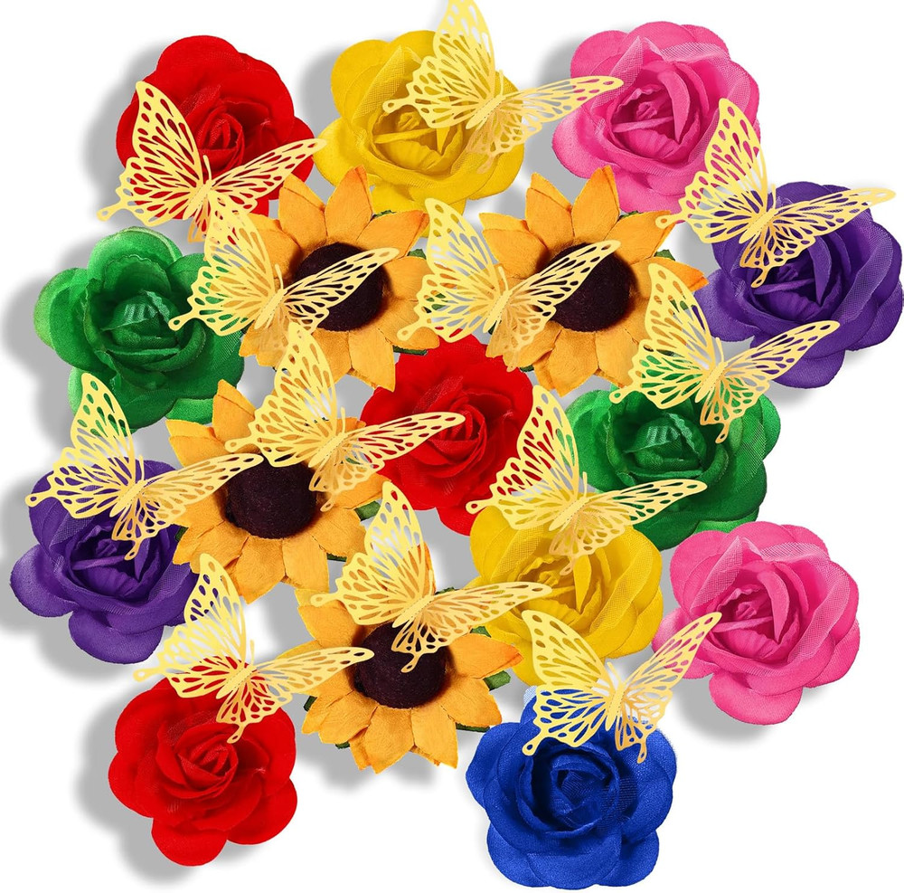 30 Pcs DIY Graduation Cap Decorations Kit Included 3D Butterfly Faux Assorted Fl