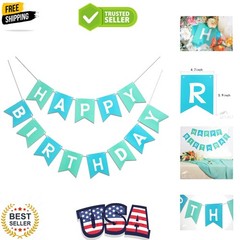 Mint Blue Happy Birthday Banner Signs Supplies for Boy Birthday Party Decorat…