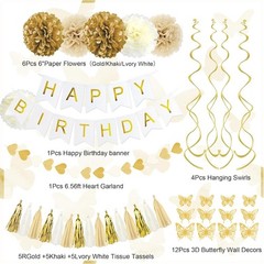 Luxurious 98-Piece Gold and White Birthday Decorations – Parties and Milestones