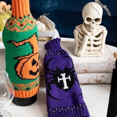 1PC Halloween Knitted Wine Bottle Cover Party Dining Table Champagne Decoration