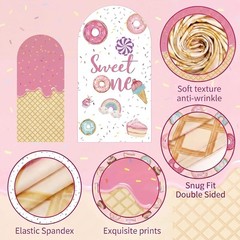 Sweet One Arch Backdrop Cover 7.2FT 6FT 1st Birthday Decoration Pink Sweet One