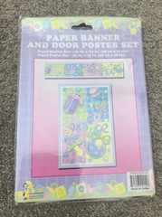New in package Baby Shower 35 Inch banner And 23 Inch Poster Bottle Bib Rattle