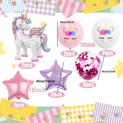 16 Pcs Unicorn Balloons Kit for Birthday Party Decorations – 2 Self Standing 3D
