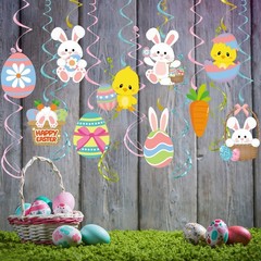 Easter Party Decorations EggBunny Swirl Banner 16pcs Easter Birthday Party F…