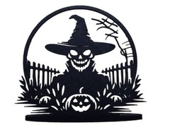 Scarecrow Halloween Table Decor Ornament – Black Plastic Scarecrow and Pumpkin