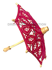 FUCHSIA Battenburg Lace Parasol 8″ inch Diameter Small Table Decor