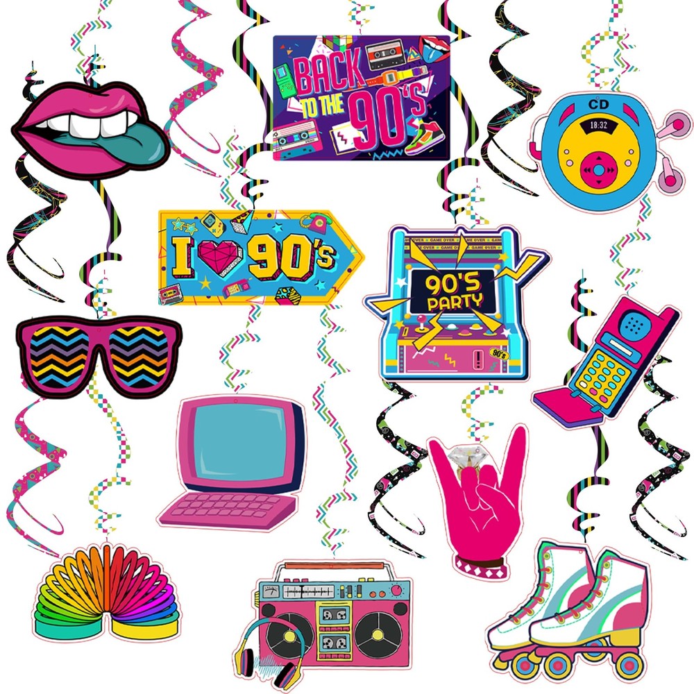 90s Theme Party Decorations Throwback 90’s Colorful 16 x 16 cm,