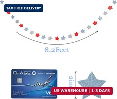 6 Pack Patriotic Star Streamers Garland Red White Blue Bunting Banner Paper Hang