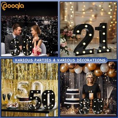 Freestanding Black Number 3 LED Light for Birthdays, Weddings & Home Decor