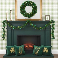 33 FT St Patricks Day Tinsel Garland, Green Shamrock Hat Decorations, Hanging…