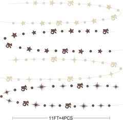Champagne Gold Brown 16Th Birthday Decorations Number 16 Circle Dot Star Garland