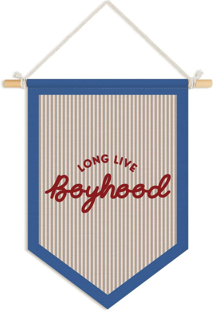 Long Live Boyhood Pennant Flag Banner, Boys Room Decor, Vintage Playroom Wall…