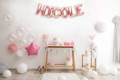 NICOLE Balloon Banner Big 16 Inch Rose Gold Foil Balloons Letters Name for Women