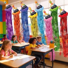 8 Pcs Art Paint Party Decoration Back to Paint Brush Hanging Decorations with…