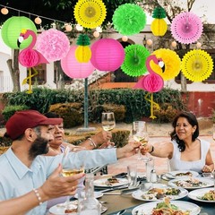 Vibrant 13PCS Flamingo & Pineapple Luau Decorations: Perfect Summer Party Favors