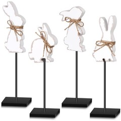 Easter Decorations Standing Rabbits Bunny Wooden Signs Indoor Tabletop Gift