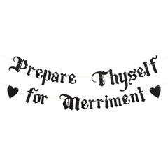 Gothic Banner – Black Old English Letter Garland with Hearts, Prepare Thyself…