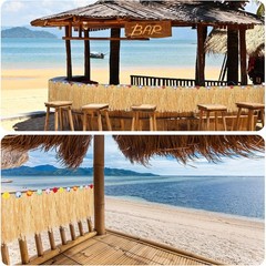 3 Pack Luau Grass Table Skirt Natural Fringe Raffia Straw Grass Skirt 144 x 12