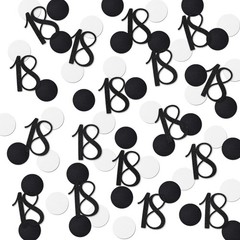 200 PCS Black Glitter 18 Number Confetti 18th Birthday Anniversary Party Table